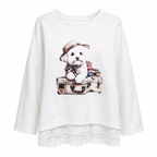 Oversized Top με Animal Graphic και Δαντέλα