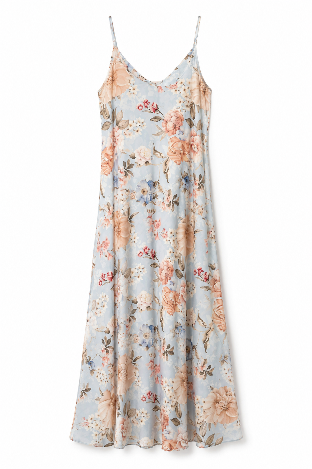 Maxi Floral Φόρεμα με Λεπτές Τιράντες
