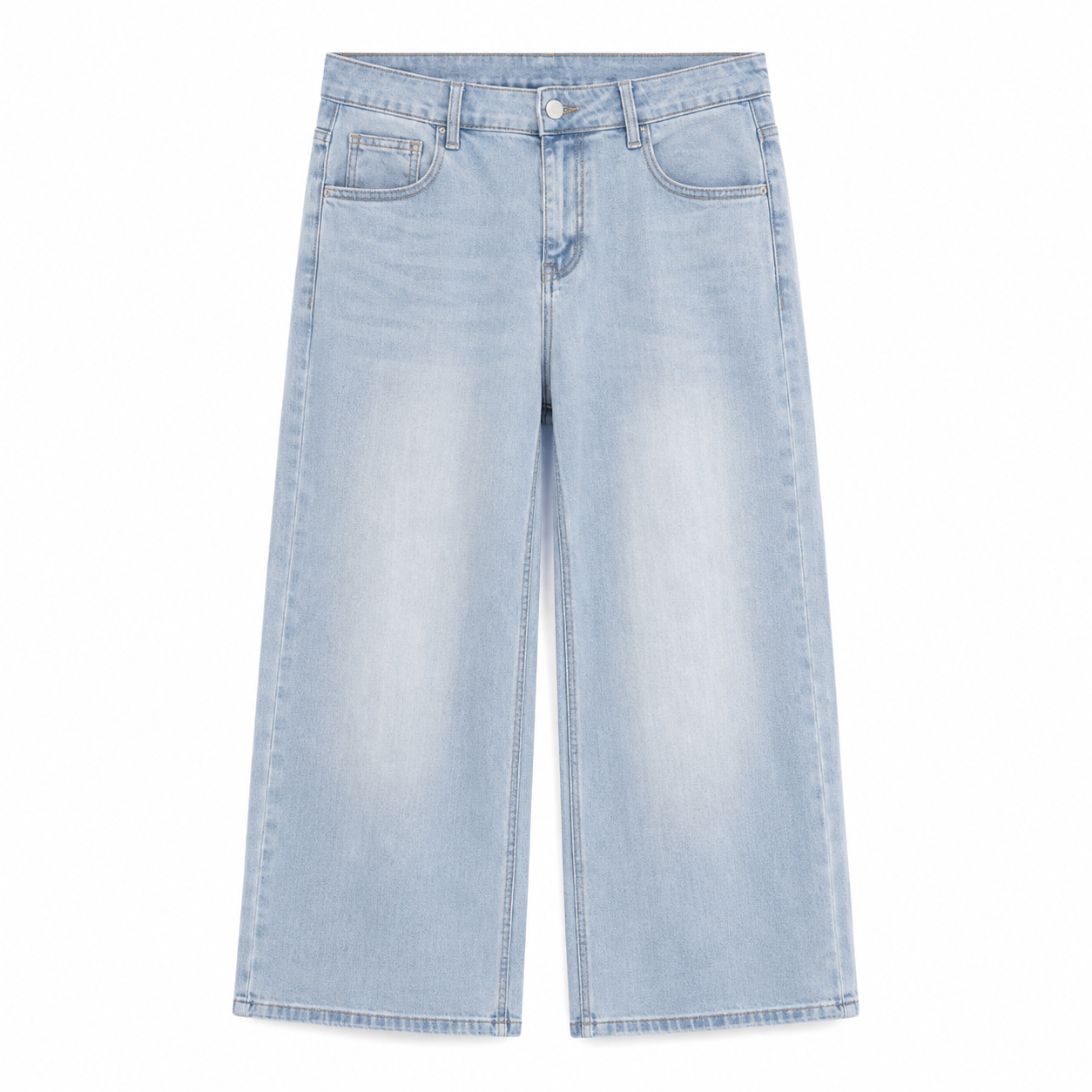 Τζιν Παντελόνι Wide Leg με Ροζ Λεπτομέρειες