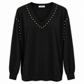 Γυναικεία Μπλούζα V-Neck με Χρυσά Τρουκς Plus Size