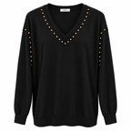 Γυναικεία Μπλούζα V-Neck με Χρυσά Τρουκς Plus Size
