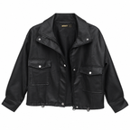 Γυναικείο Δερματίνη Jacket με Τσέπες