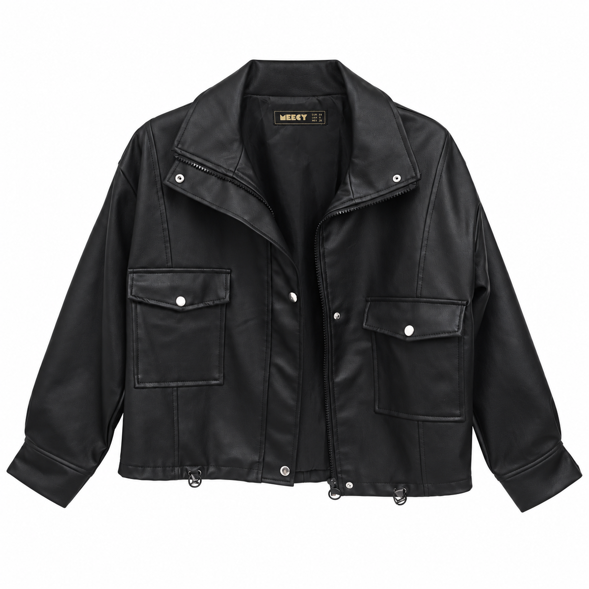 Γυναικείο Δερματίνη Jacket με Τσέπες