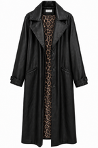 Μαύρο Μακρύ Παλτό Δερματίνη Look Honey Plus Size
