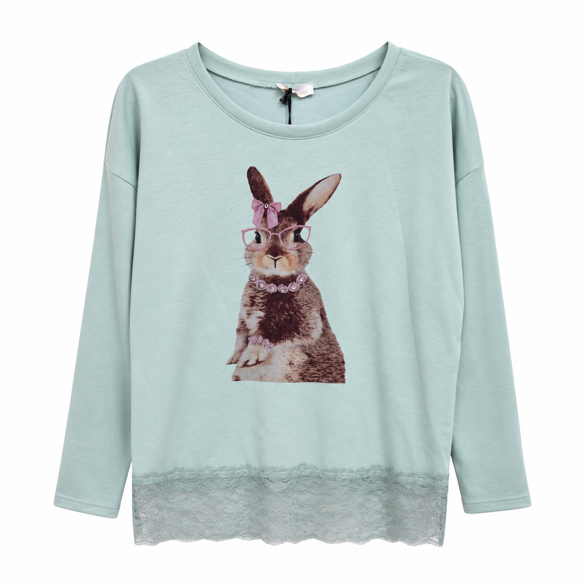 Oversized Top με Animal Graphic και Δαντέλα