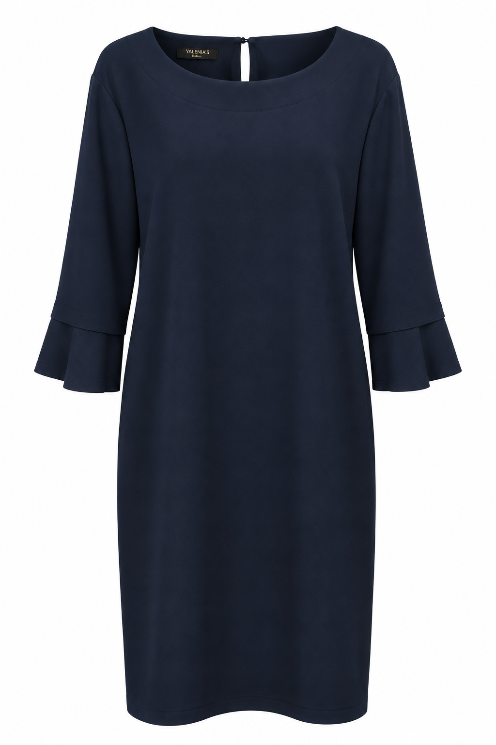 Μπλε Φόρεμα Ίσιας Γραμμής με Βολάν Plus Size