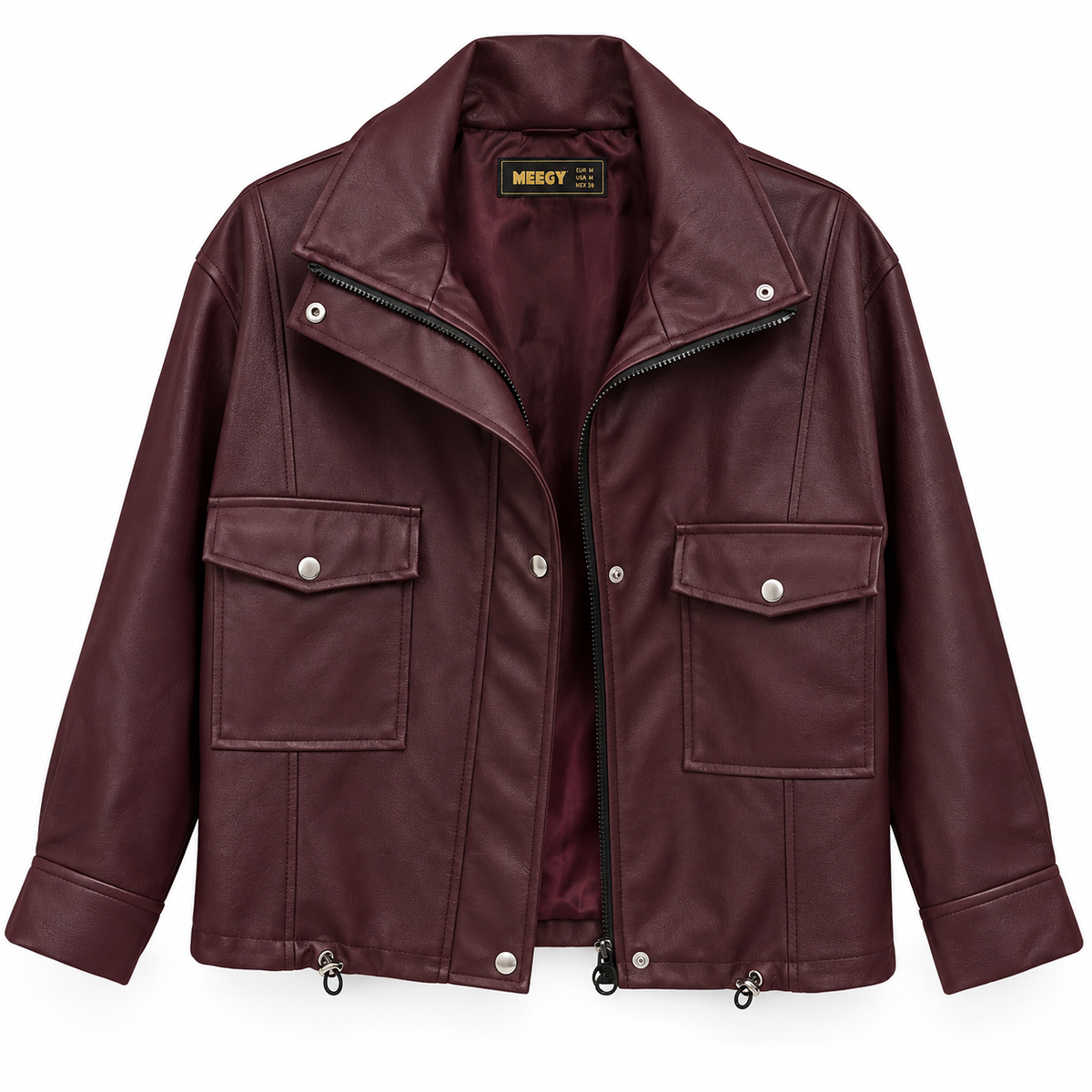 Γυναικείο Δερματίνη Jacket με Τσέπες