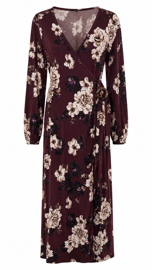 Floral Μάξι Κρουαζέ Φόρεμα Plus Size