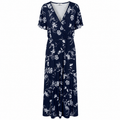 Floral Κρουαζέ Maxi Φόρεμα Plus Size