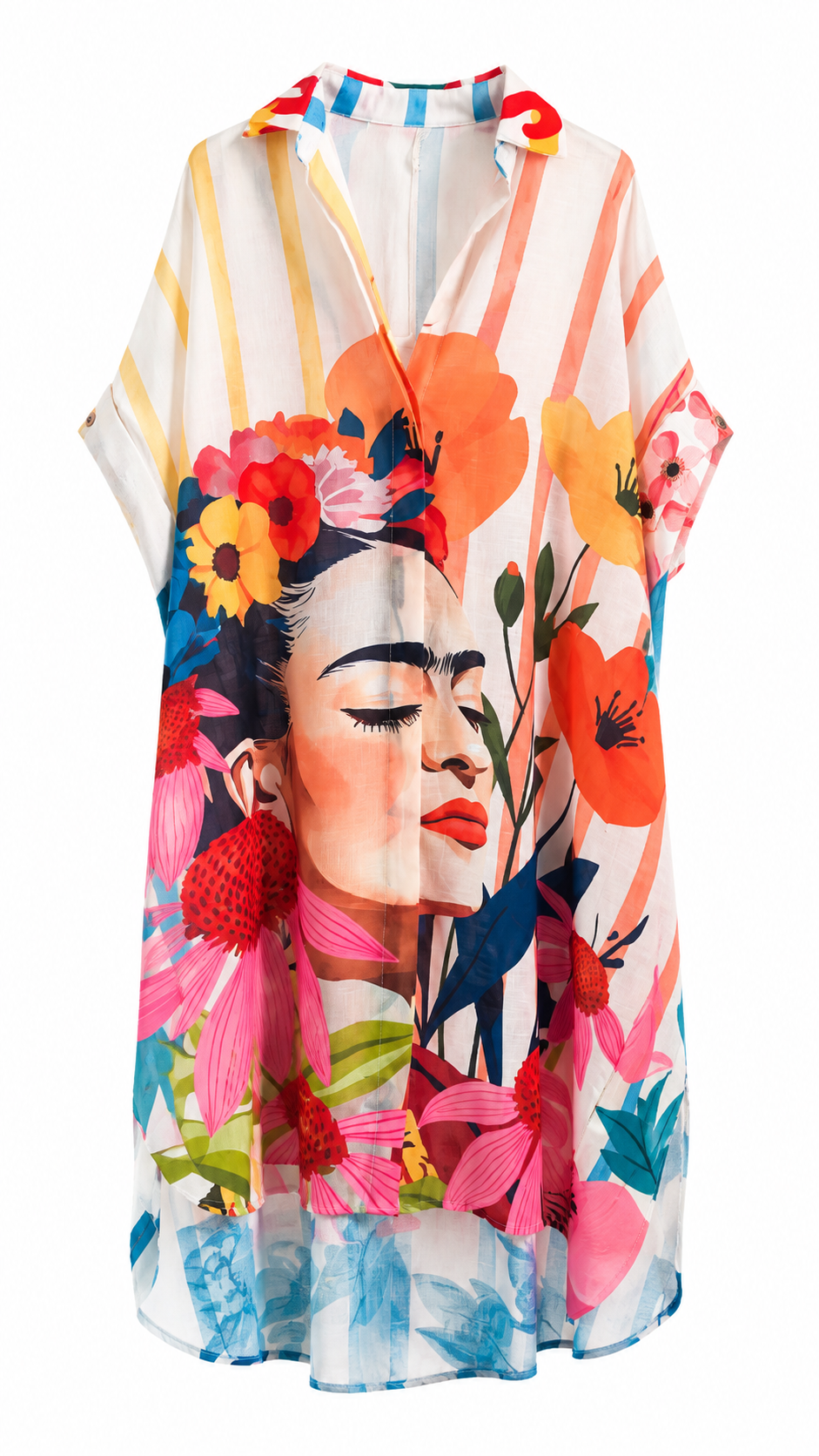 Oversized Shirt Dress με Graphic Print Plus Size