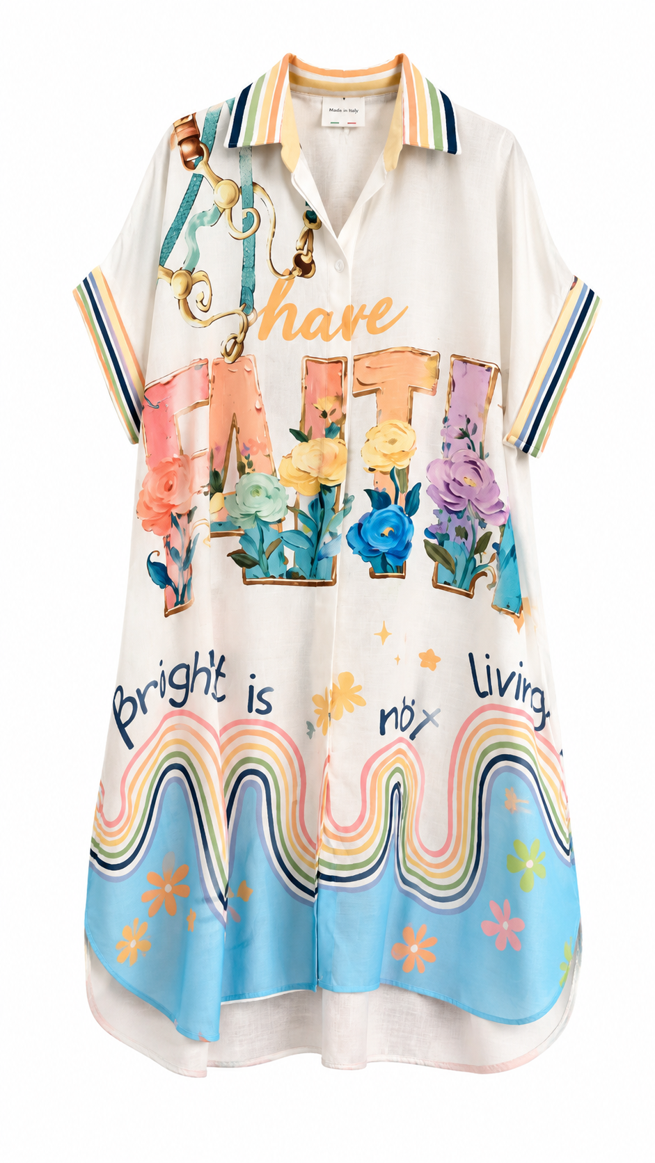 Oversized Shirt Dress με Graphic Print Plus Size