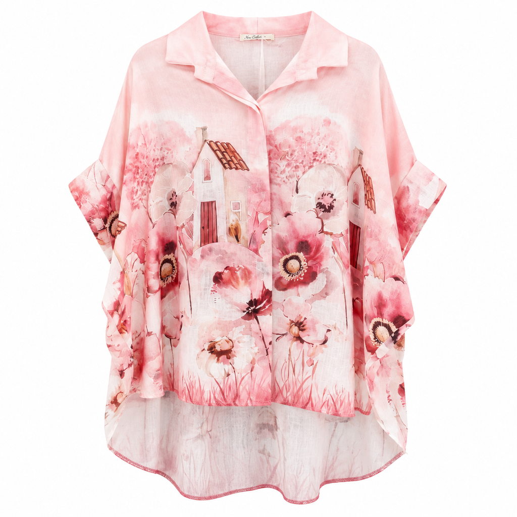 Oversized Πουκάμισο με Floral Print Plus Size