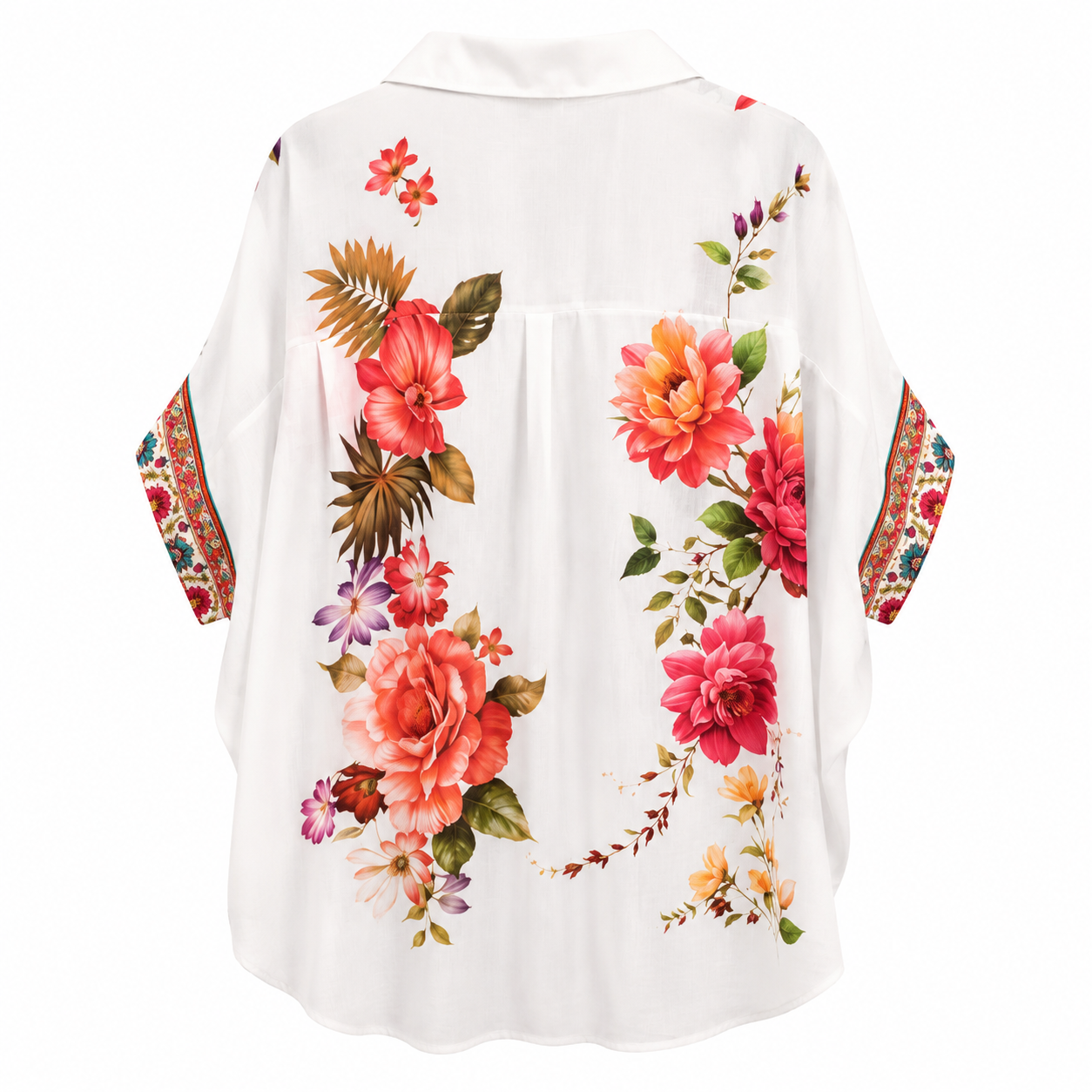 Oversized Πουκάμισο με Μεγάλο Floral Print Plus Size