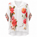 Oversized Πουκάμισο με Μεγάλο Floral Print Plus Size