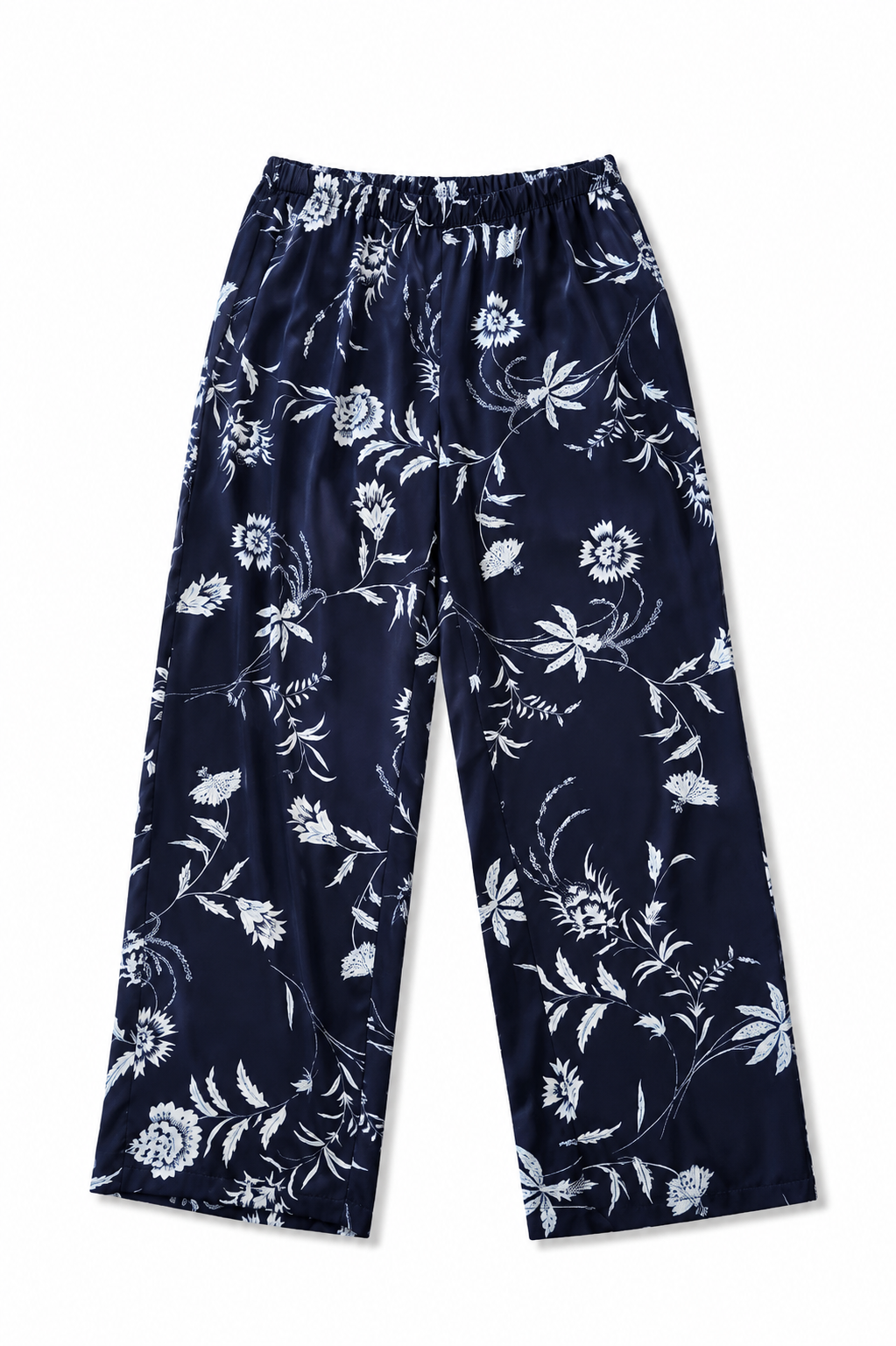 Μπλε Floral Παντελόνα Plus Size