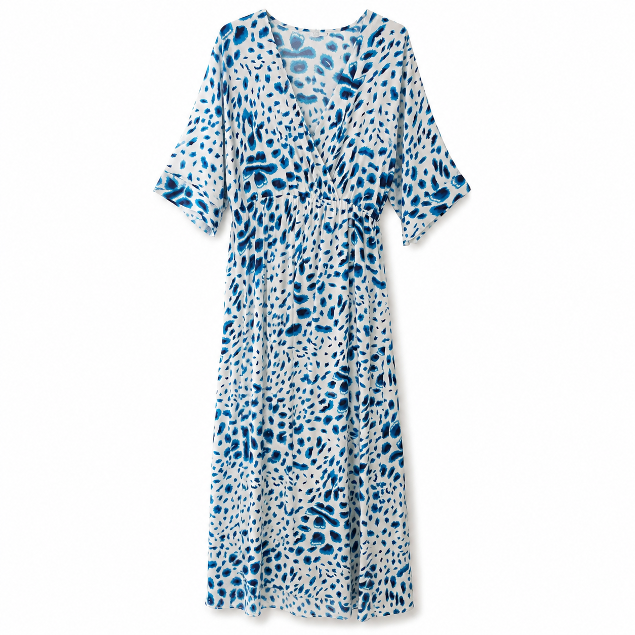 Maxi Φόρεμα Animal Print με Κρουαζέ Λαιμόκοψη
