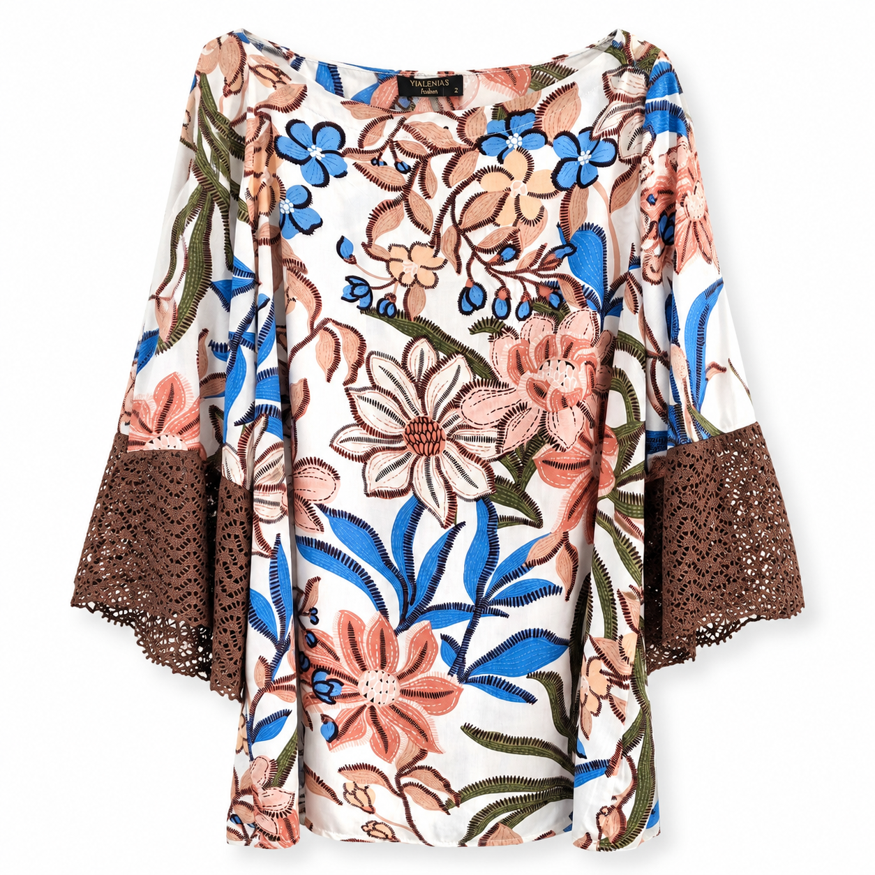 Μπλούζα Floral με Δαντέλα στα Μανίκια