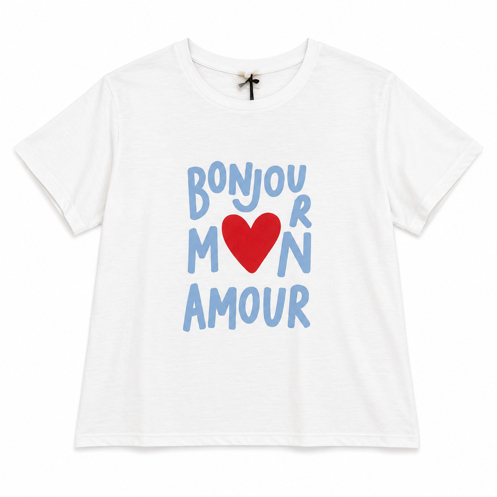 Κοντομάνικη Μπλούζα Bonjour Mon Amour