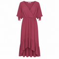 Κρουαζέ Maxi Φόρεμα με Ασύμμετρο Βολάν Plus Size