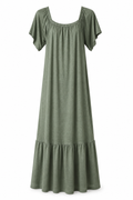 Maxi Ριχτό Φόρεμα με Τελείωμα Βολάν Plus Size