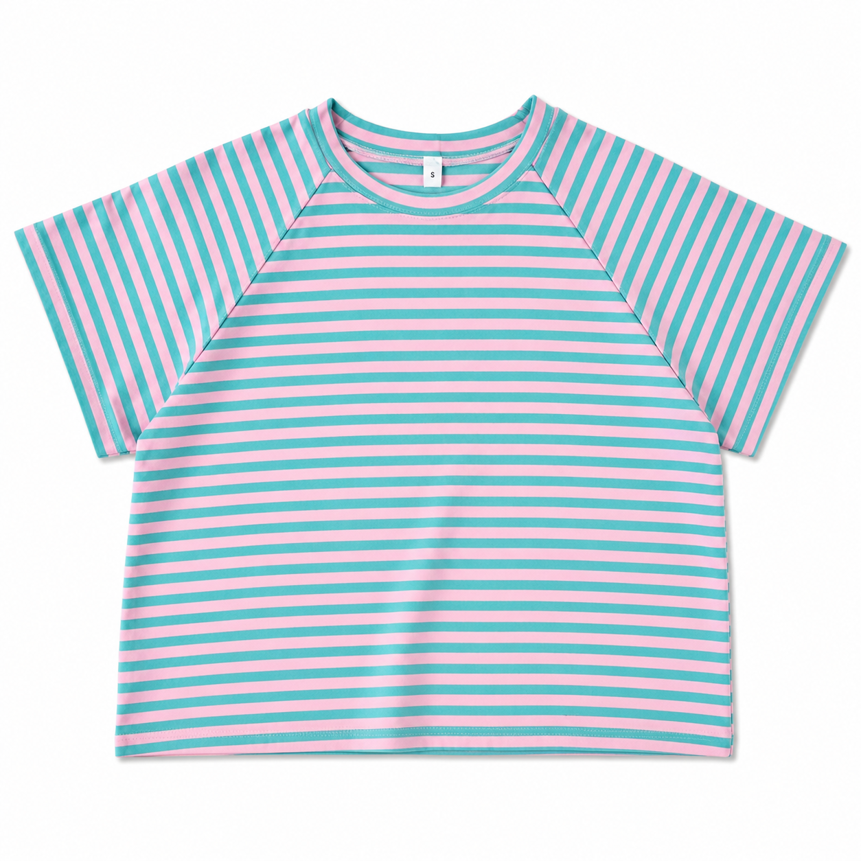 Ριγέ Κοντομάνικη Μπλούζα Oversize