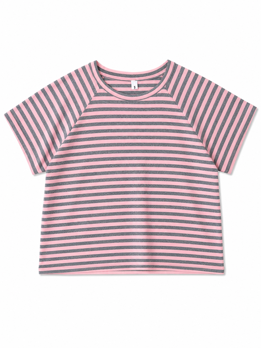 Ριγέ Κοντομάνικη Μπλούζα Oversize