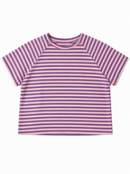 Ριγέ Κοντομάνικη Μπλούζα Oversize