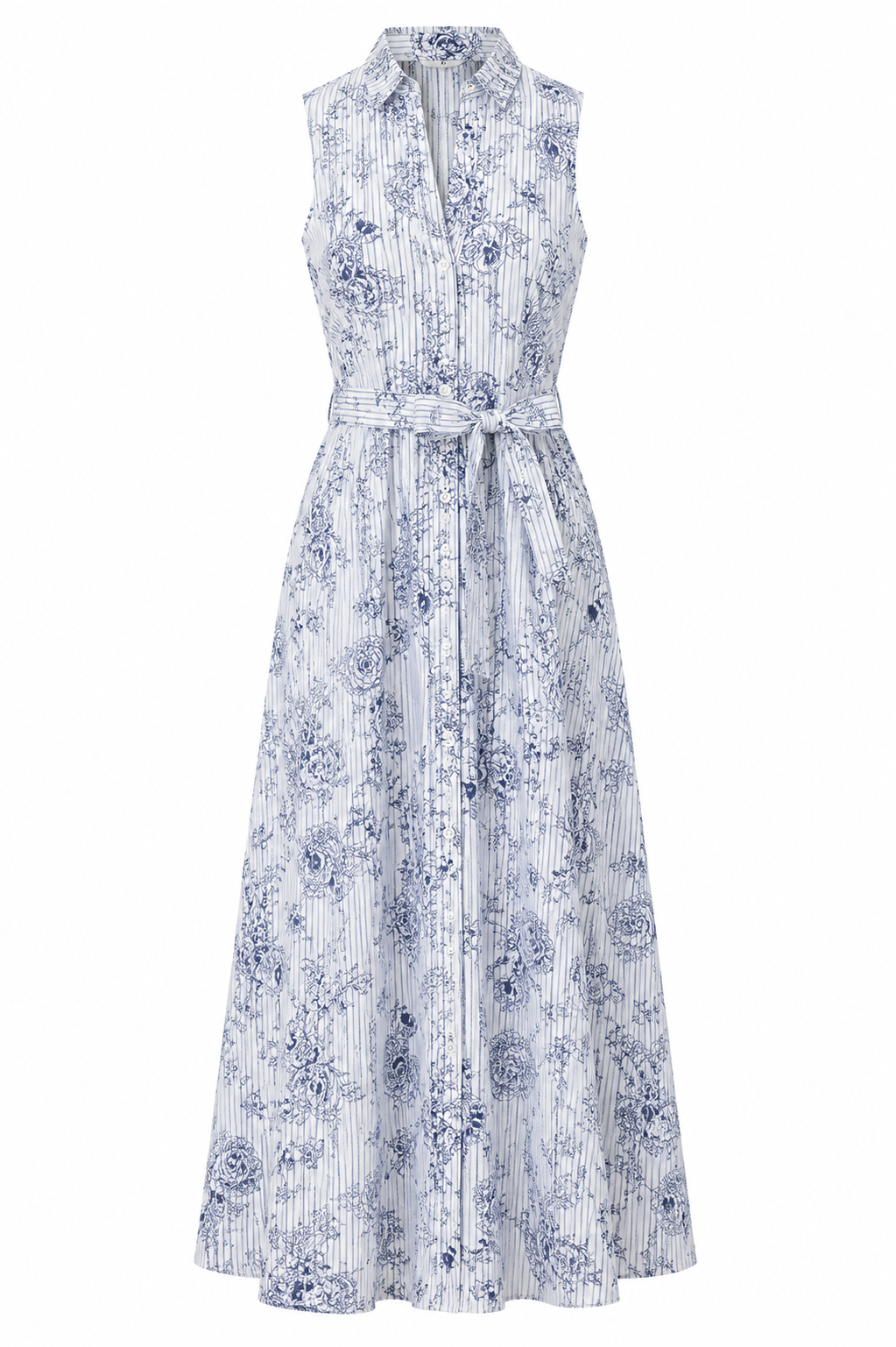 Maxi Πουκαμισοφόρεμα Ριγέ Floral