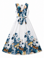 Maxi Broderie Floral Φόρεμα με Ζώνη