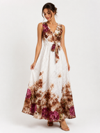Maxi Broderie Floral Φόρεμα με Ζώνη