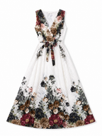 Maxi Broderie Floral Φόρεμα με Ζώνη