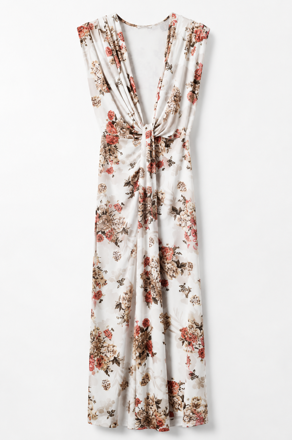 Maxi Floral Φόρεμα με Draped Μπροστινό Μέρος